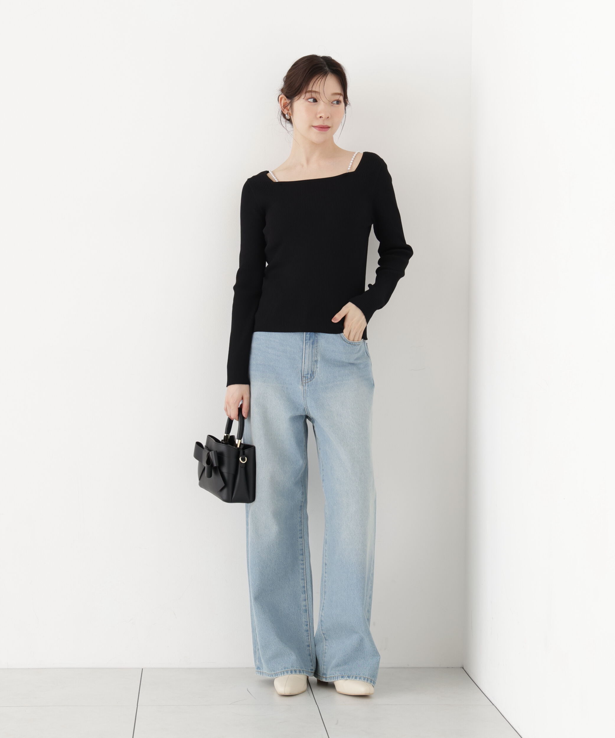 PROPORTION BODY DRESSING「パールチェーン付きニットトップス」|ニット・セーター|
