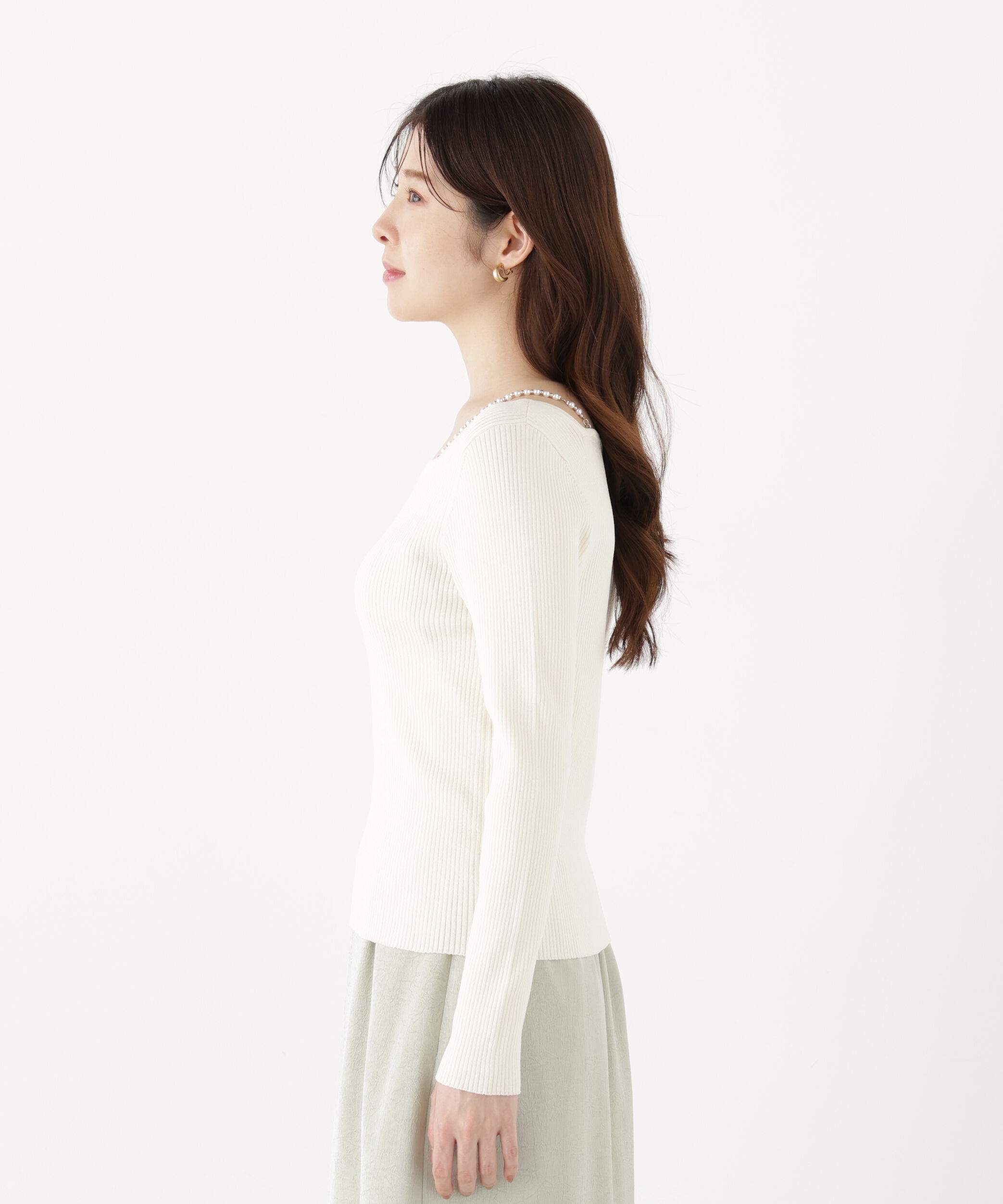 PROPORTION BODY DRESSING「パールチェーン付きニットトップス」|ニット・セーター|