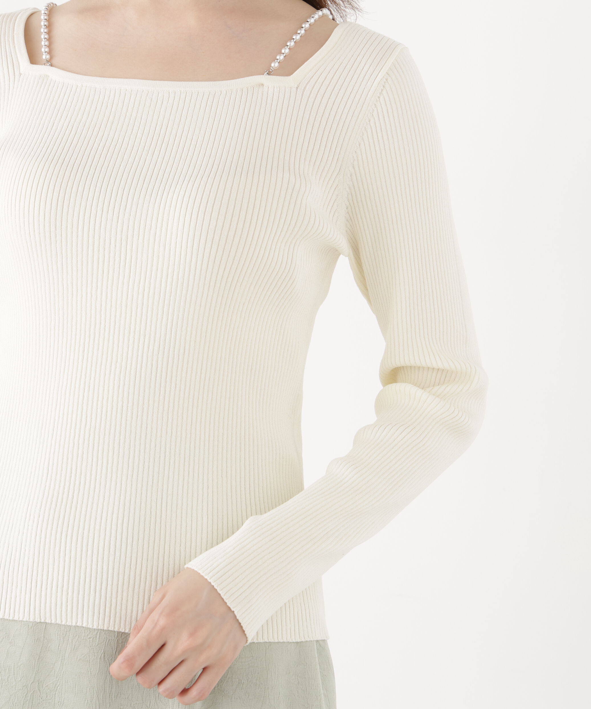 PROPORTION BODY DRESSING「パールチェーン付きニットトップス」|ニット・セーター|