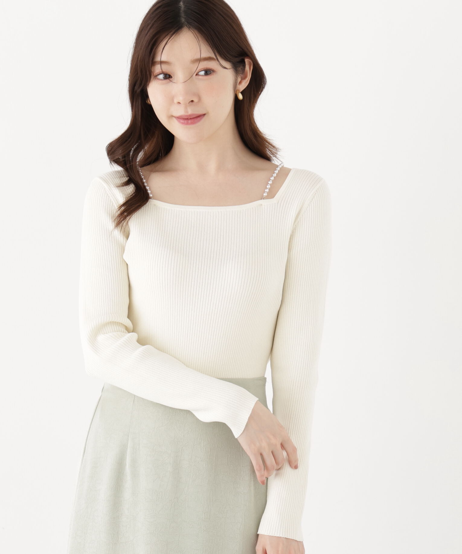 PROPORTION BODY DRESSING「パールチェーン付きニットトップス」|ニット・セーター|