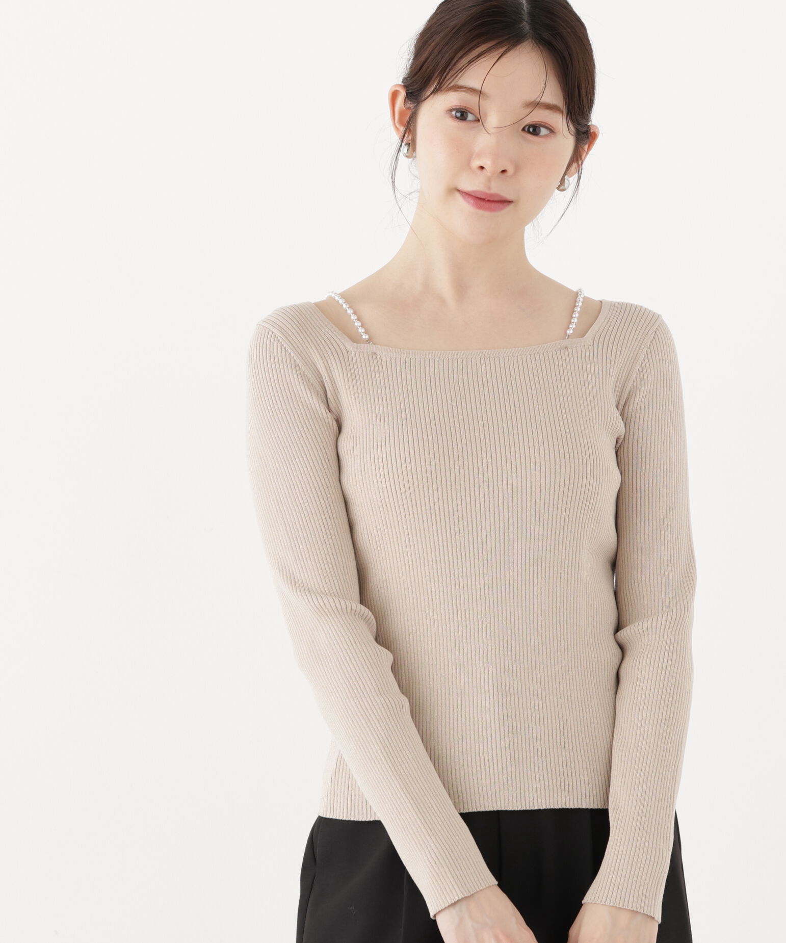 PROPORTION BODY DRESSING「パールチェーン付きニットトップス」|ニット・セーター|