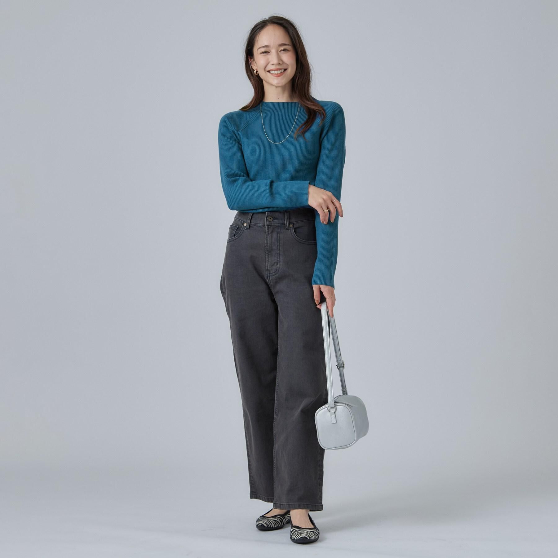 SHOO･LA･RUE「【S-LL/ストレッチ/色落ちしにくいネイビー】脚がまっすぐきれいに見える ワイドストレートデニムパ」|デニム|