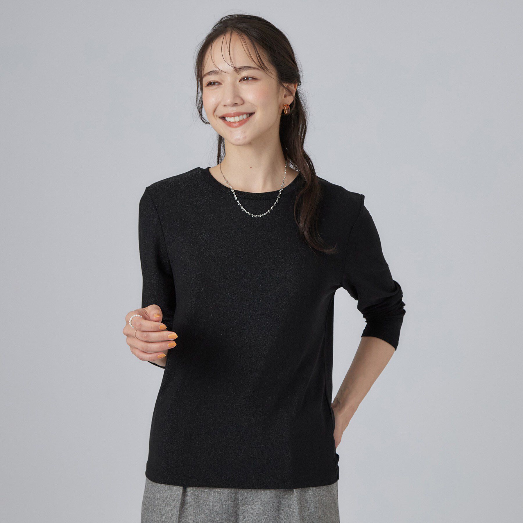 SHOO･LA･RUE「【洗濯機可】インナー使いしやすい ラメロンT」|Tシャツ・カットソー|