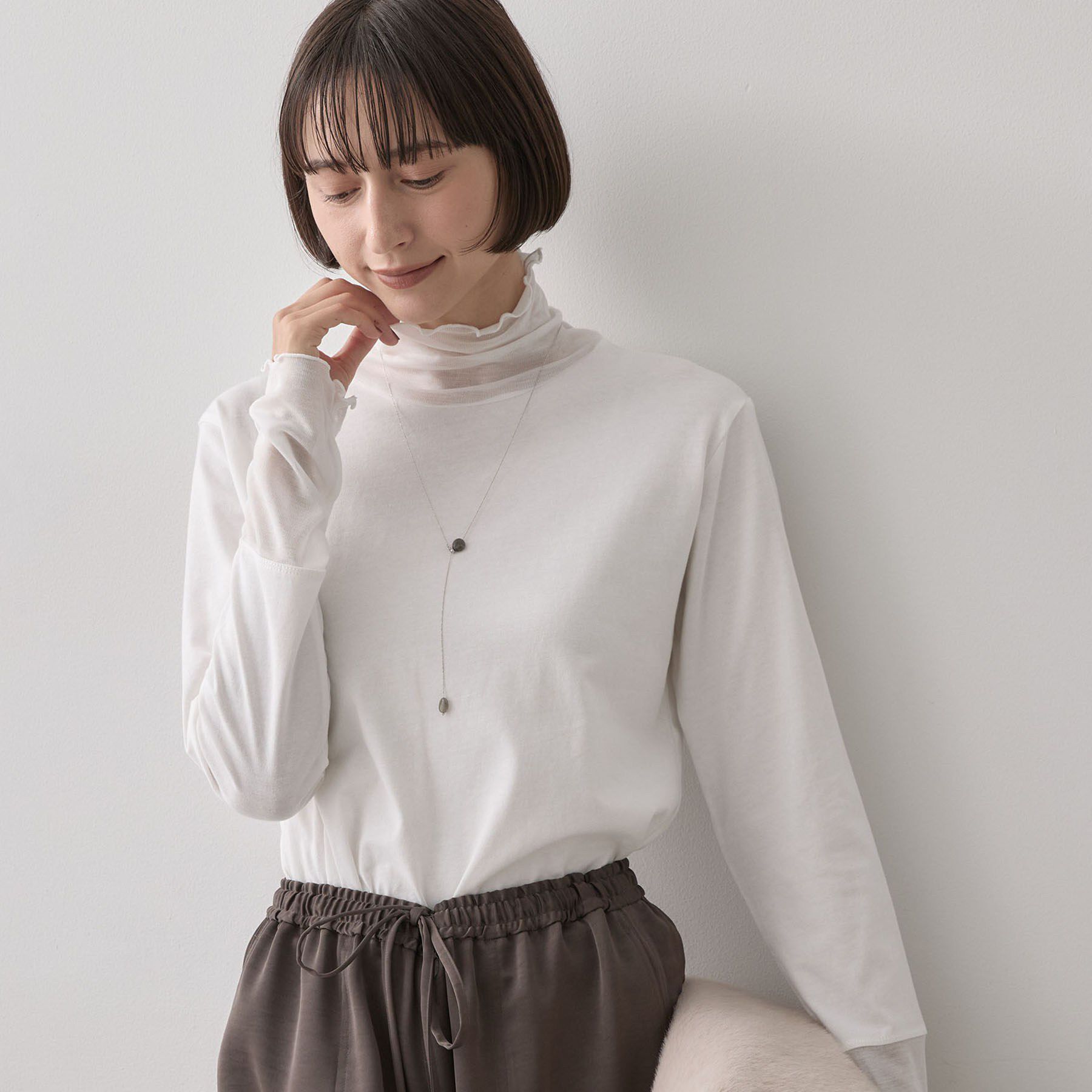 Dessin「【秋のレイヤードアイテム】シアー切り替えタートルプルオーバー」|Tシャツ・カットソー|