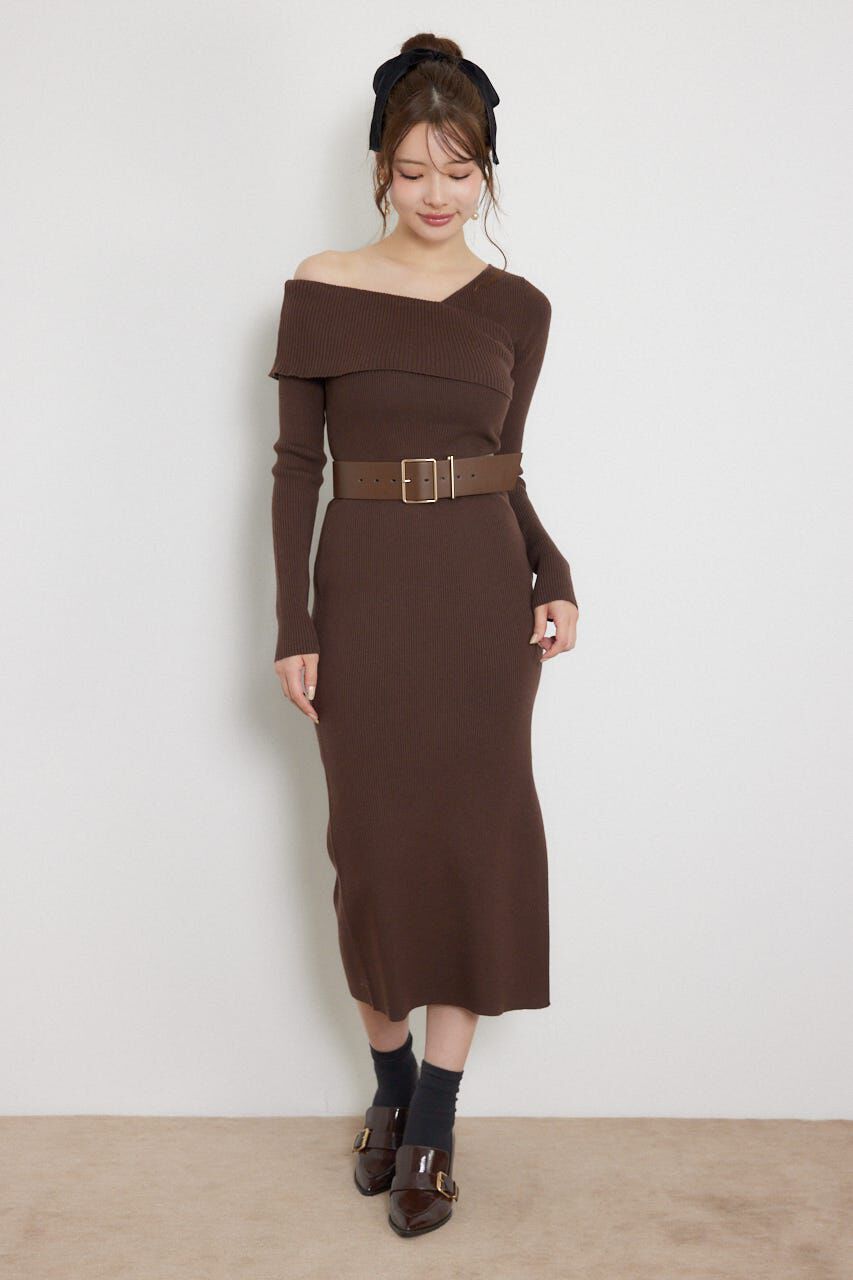 rienda「カシュクールワンショルダーニットタイトワンピース」|ワンピース|
