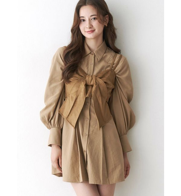 CALNAMUR「ギャザリングシャツミニワンピース」|ワンピース|