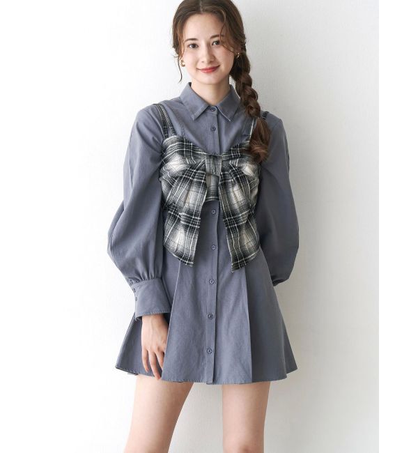 CALNAMUR「ギャザリングシャツミニワンピース」|ワンピース|