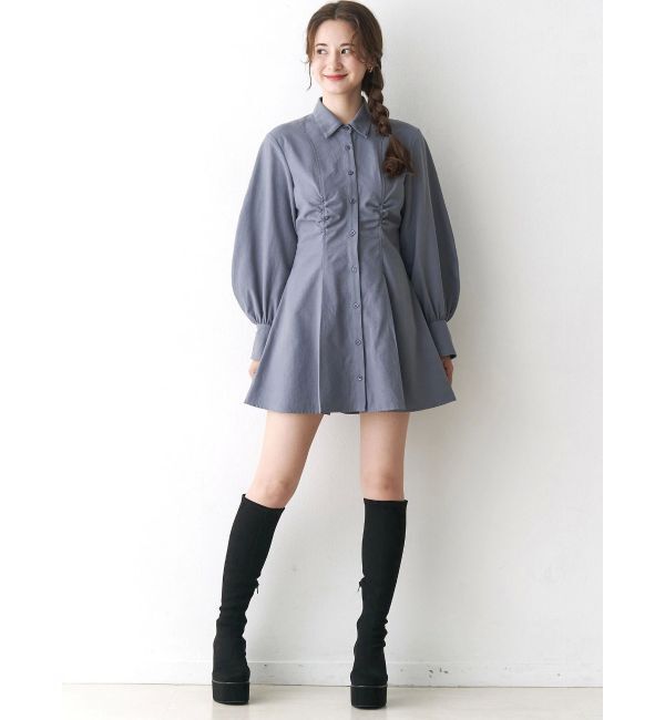 CALNAMUR「ギャザリングシャツミニワンピース」|ワンピース|