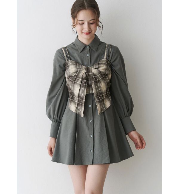 CALNAMUR「ギャザリングシャツミニワンピース」|ワンピース|