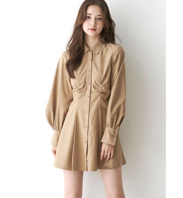 CALNAMUR「ギャザリングシャツミニワンピース」|ワンピース|