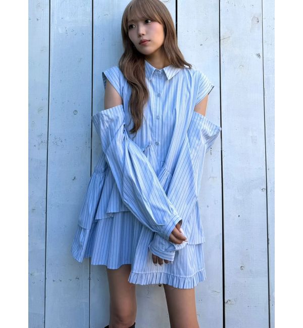 CALNAMUR「ストライプティアードワンピース」|ワンピース|