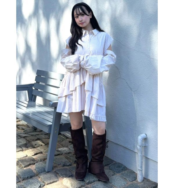 CALNAMUR「ストライプティアードワンピース」|ワンピース|