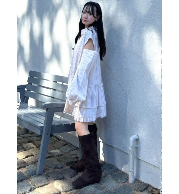CALNAMUR「ストライプティアードワンピース」|ワンピース|