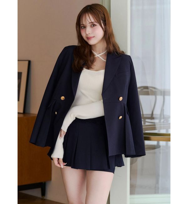 CALNAMUR「タックプリーツレイヤードミニパンツ」|スカート|