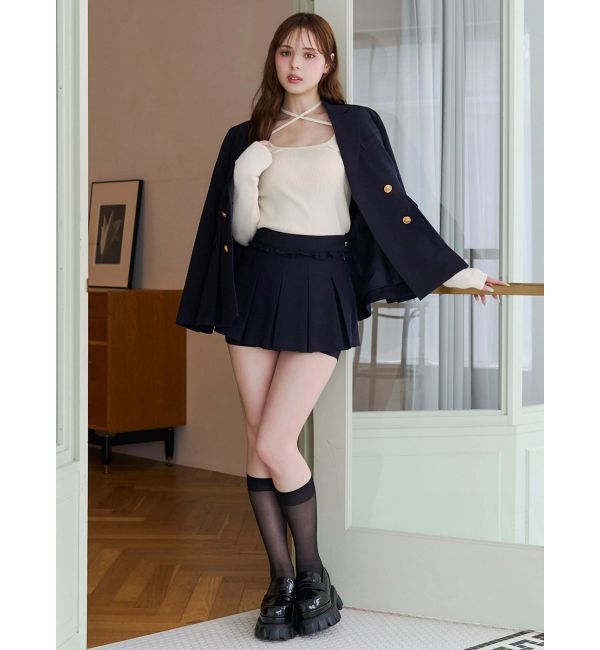 CALNAMUR「タックプリーツレイヤードミニパンツ」|スカート|