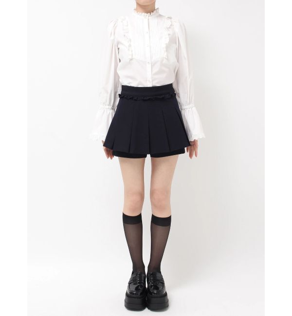 CALNAMUR「タックプリーツレイヤードミニパンツ」|スカート|