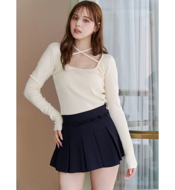 CALNAMUR「タックプリーツレイヤードミニパンツ」|スカート|