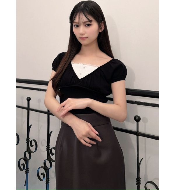 RESEXXY「ゴールドボタンニットトップス」|ニット・セーター|