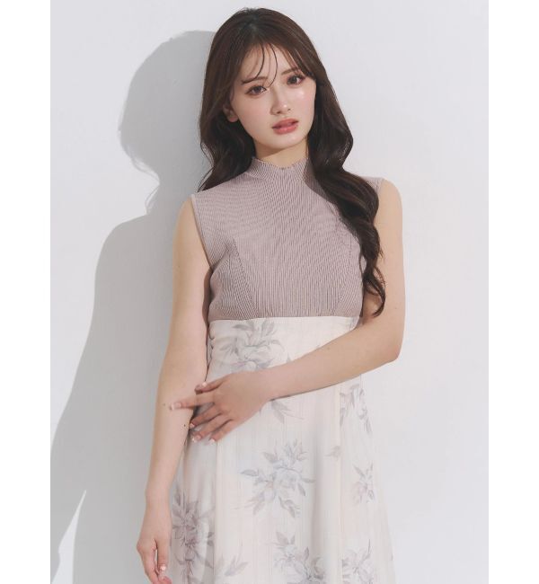 MERCURYDUO「花柄ドッキングバックレースアップワンピース」|ワンピース|