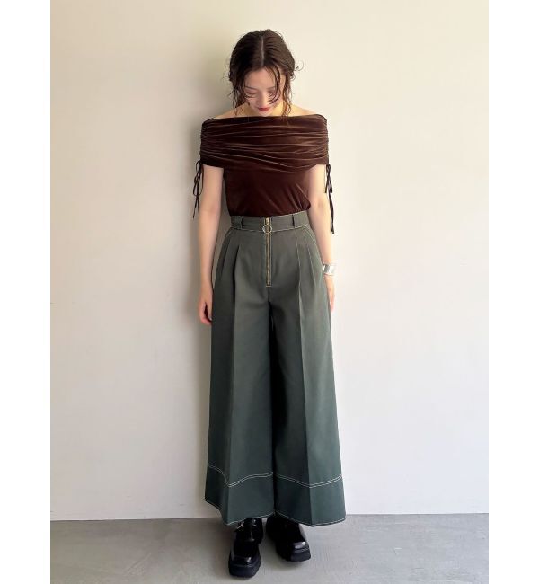 LAGUNAMOON「ライトベロアオフショルトップス」|Tシャツ・カットソー|