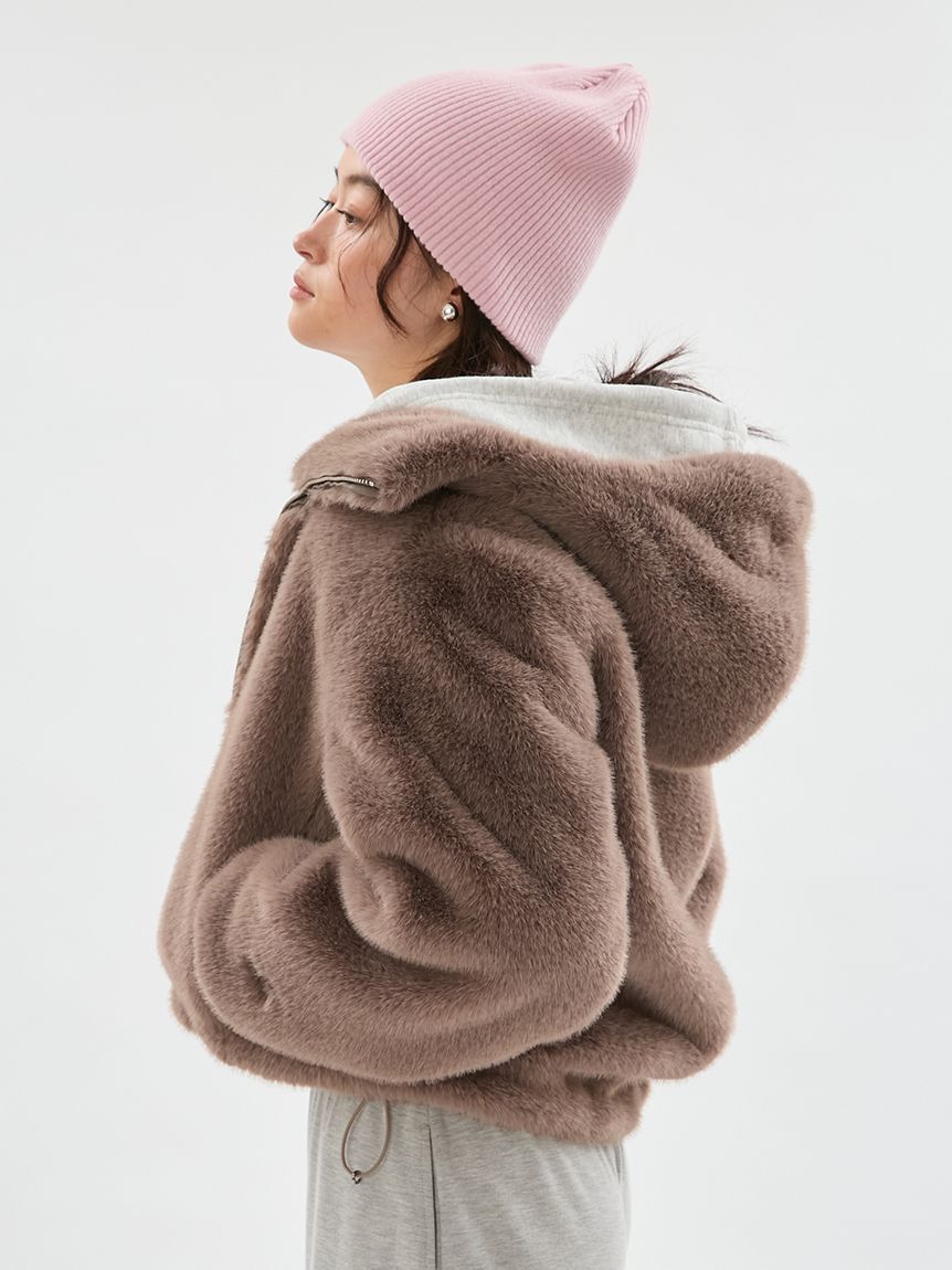 emmi atelier「【W&T】ファーライクフーディーブルゾン」|ブルゾン・スタジャン|