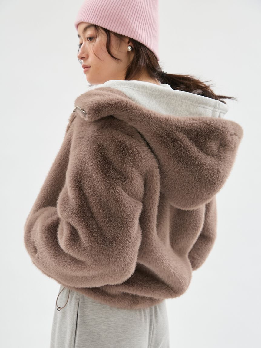 emmi atelier「【W&T】ファーライクフーディーブルゾン」|ブルゾン・スタジャン|