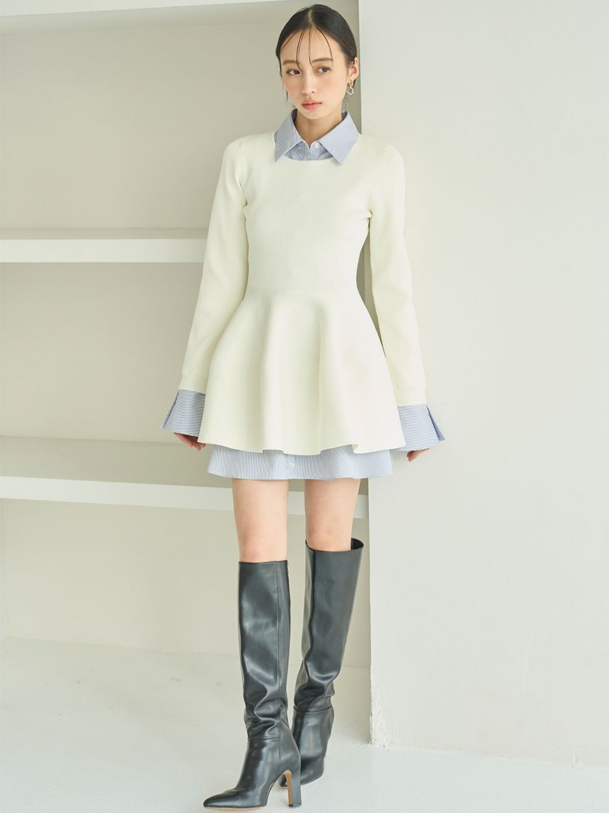 SNIDEL「シャツレイヤードニットチュニック」|チュニック|