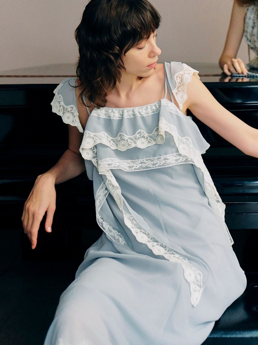 SNIDEL「シルキーシフォンレースキャミワンピース」|ワンピース|