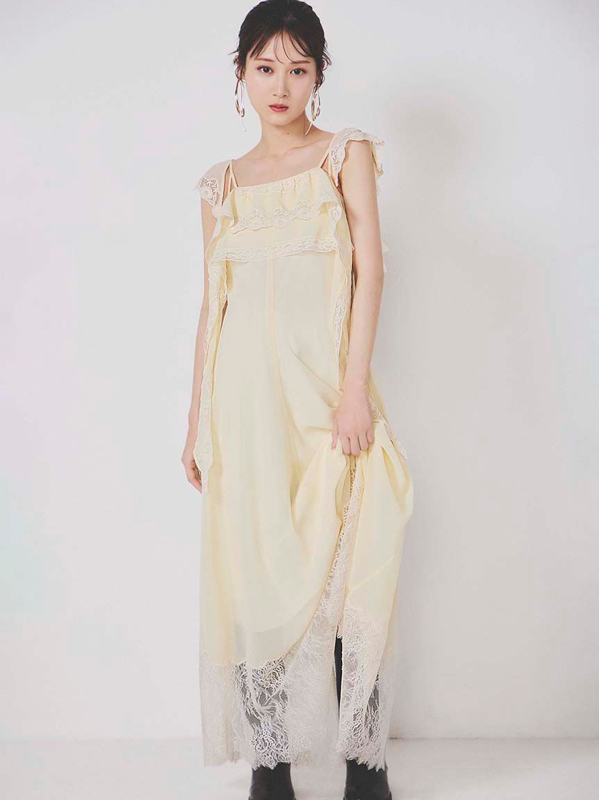 SNIDEL「シルキーシフォンレースキャミワンピース」|ワンピース|