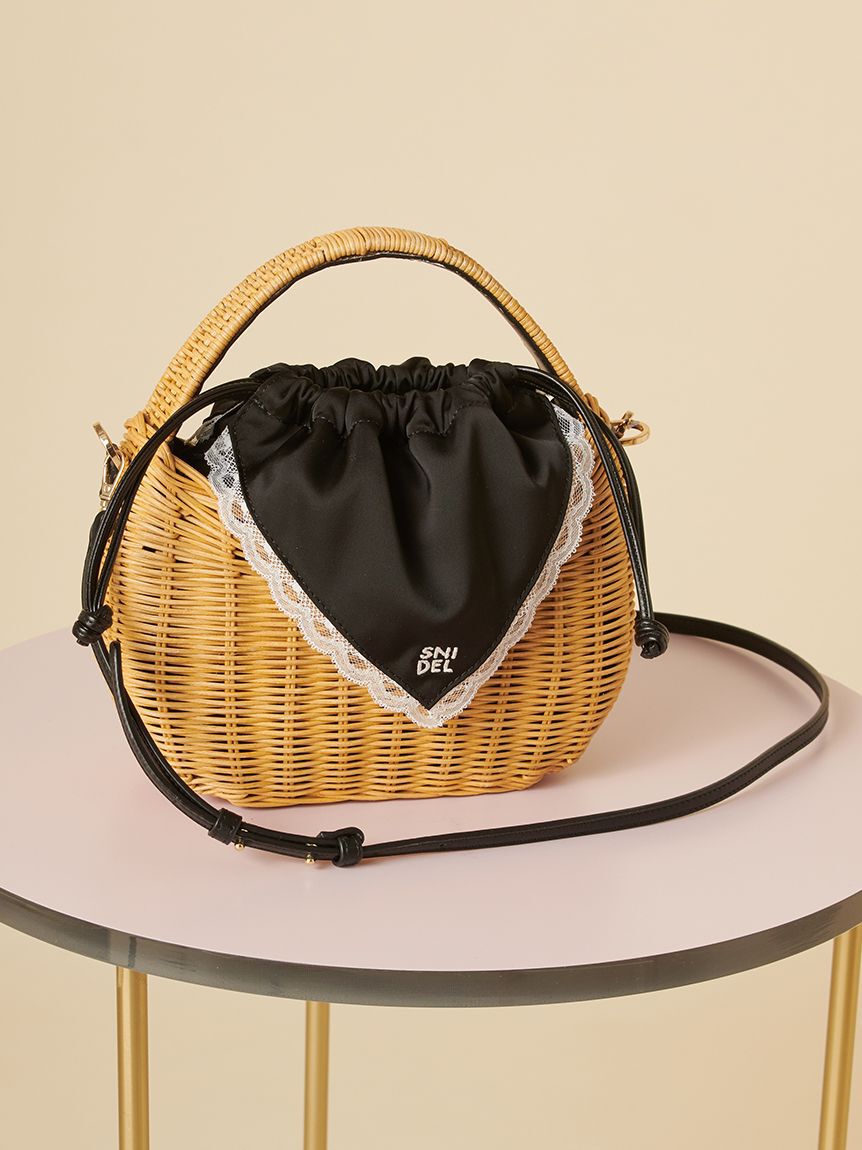 SNIDEL「ラタンカゴバッグ」|かごバッグ|BLK