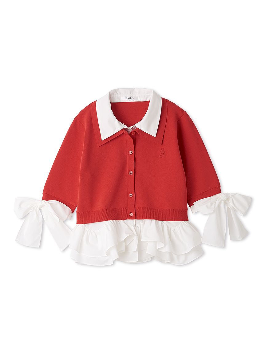 SNIDEL「シャツレイヤードニットプルオーバー」|ニット・セーター|RED