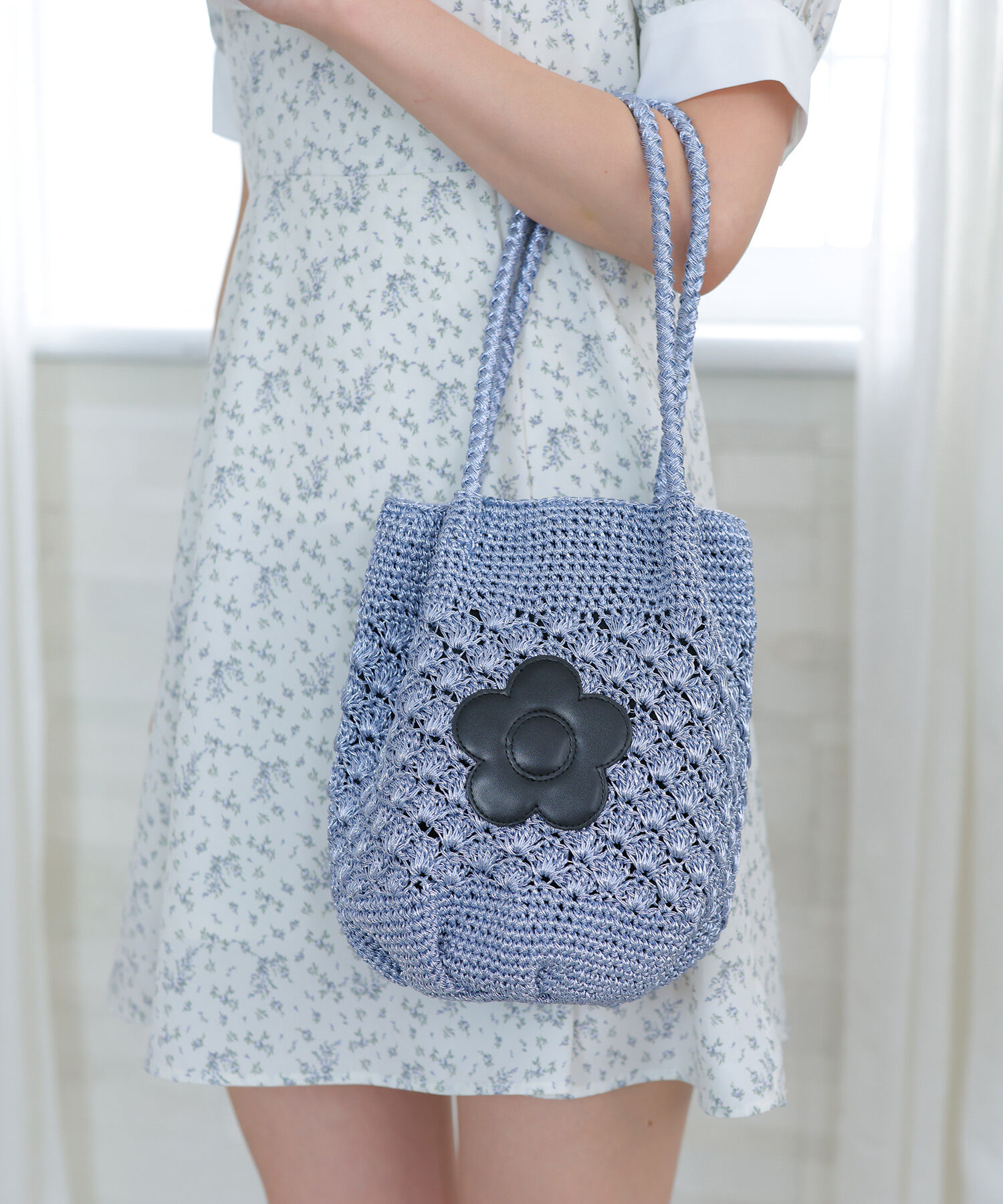MARY QUANT「ラメクロッシェ ミニトート」|トートバッグ|ブルー