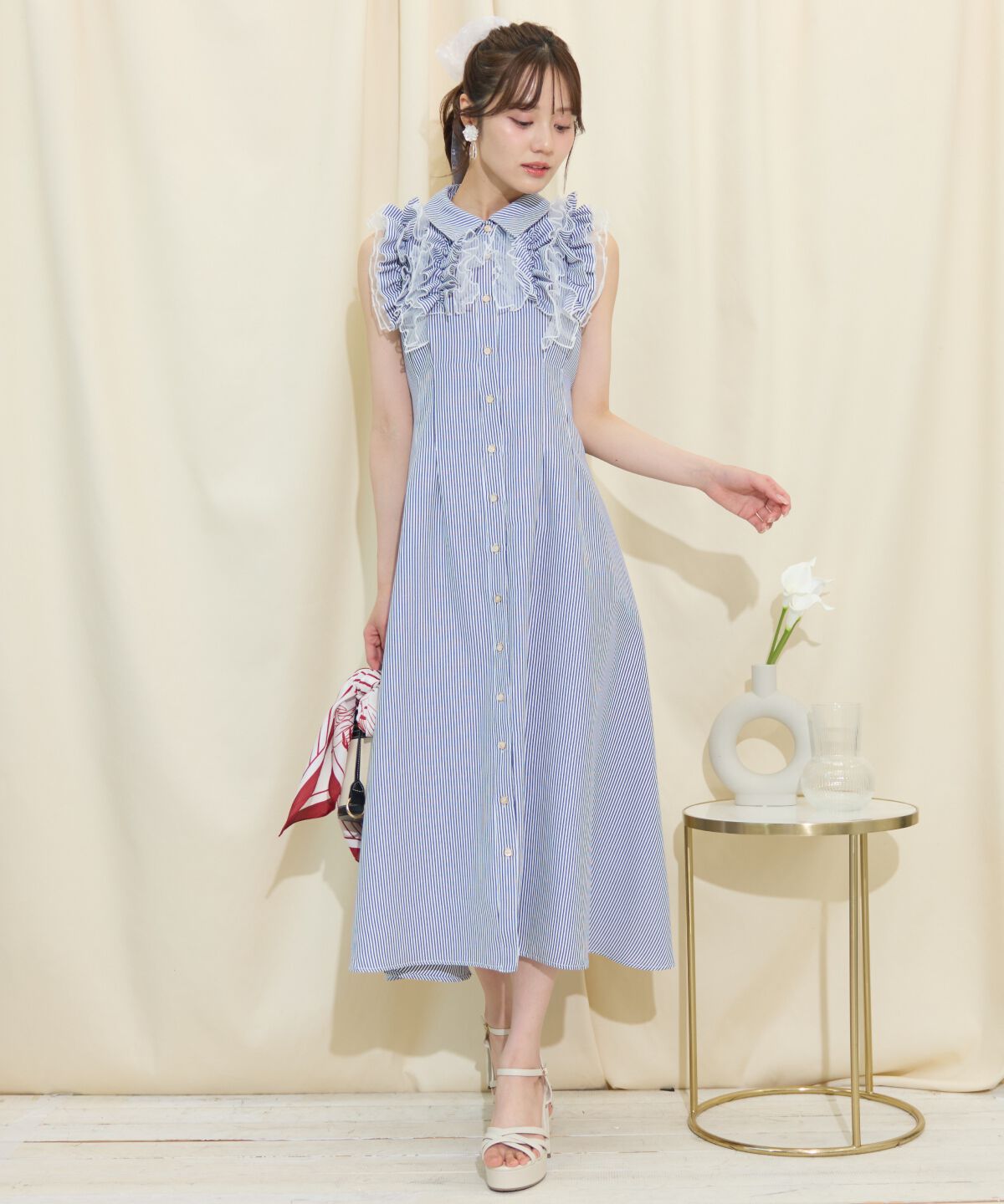WILLSELECTION「チュールフリルワンピース」|ワンピース|Navy/borderｽﾄﾗｲﾌﾟ