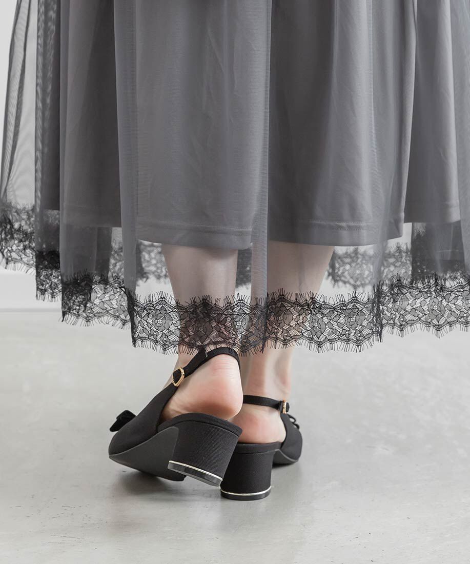  「ベロアリボンバックストラップパンプス」|パンプス|