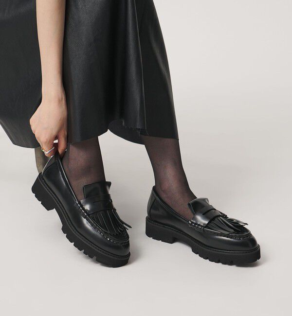 UNITED ARROWS「プラットフォーム キルト ローファー」|ローファー|BLACK