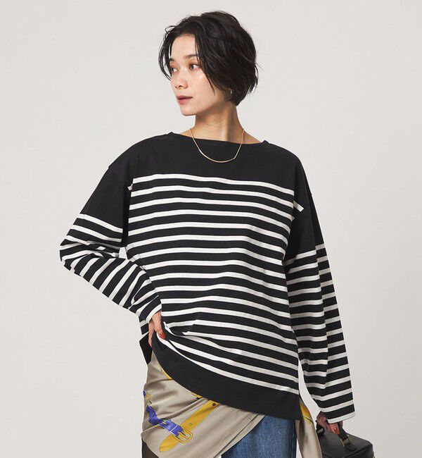 UNITED ARROWS green label relaxing「バスクボーダー ロングスリーブ プルオーバー カットソー」|Tシャツ・カットソー|BLACK