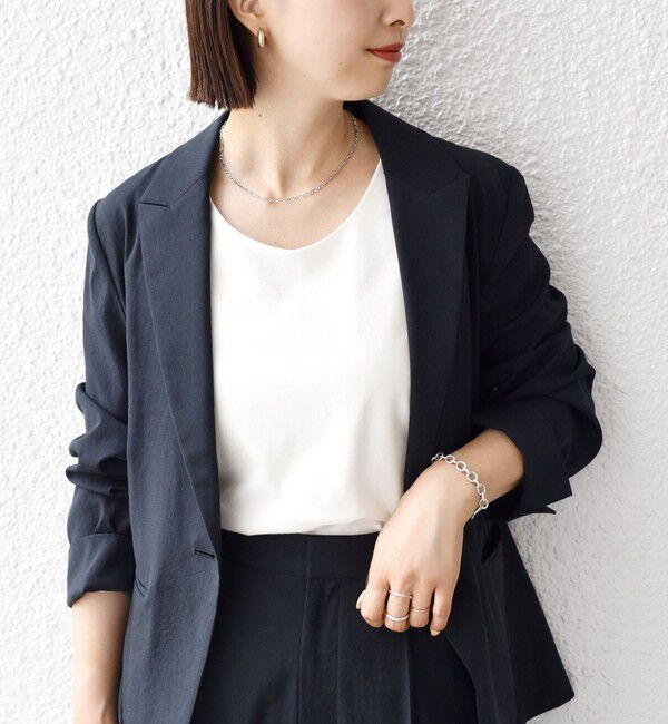 SHIPS for women「〈手洗い可能〉2WAY サテン &times; カットソー スクエア タンクトップ」|タンクトップ|