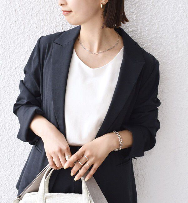 SHIPS for women「〈手洗い可能〉2WAY サテン &times; カットソー スクエア タンクトップ」|タンクトップ|
