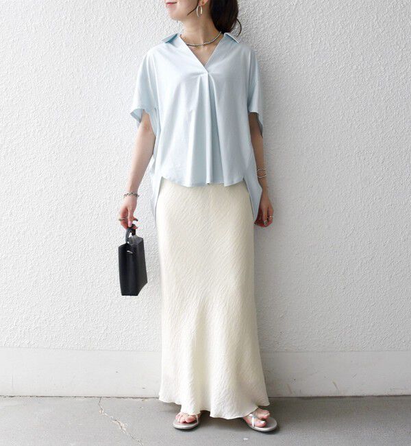SHIPS any「SHIPS any:〈洗濯機可能〉ジャージー ワイド スキッパー ポロ プルオーバー」|Tシャツ・カットソー|