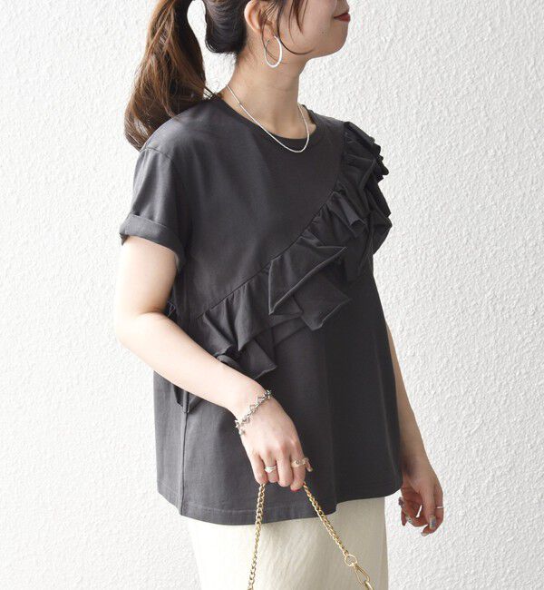 SHIPS any「SHIPS any:〈洗濯機可能〉ジャージー フリル TEE」|Tシャツ・カットソー|