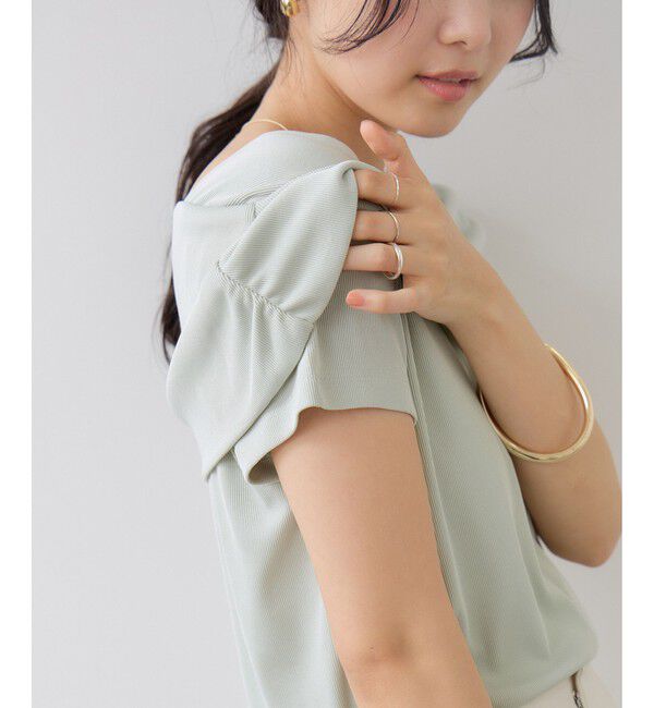 VIS「サイドギャザーオフショルダーカットソー/接触冷感」|Tシャツ・カットソー|
