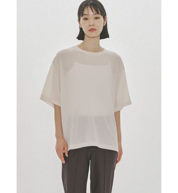MIDIUMISOLID「MIDIUMISOLID Men&rsquo;s ハーフスリーブシアーベーシックプルオーバー」|Tシャツ・カットソー|アイボリー
