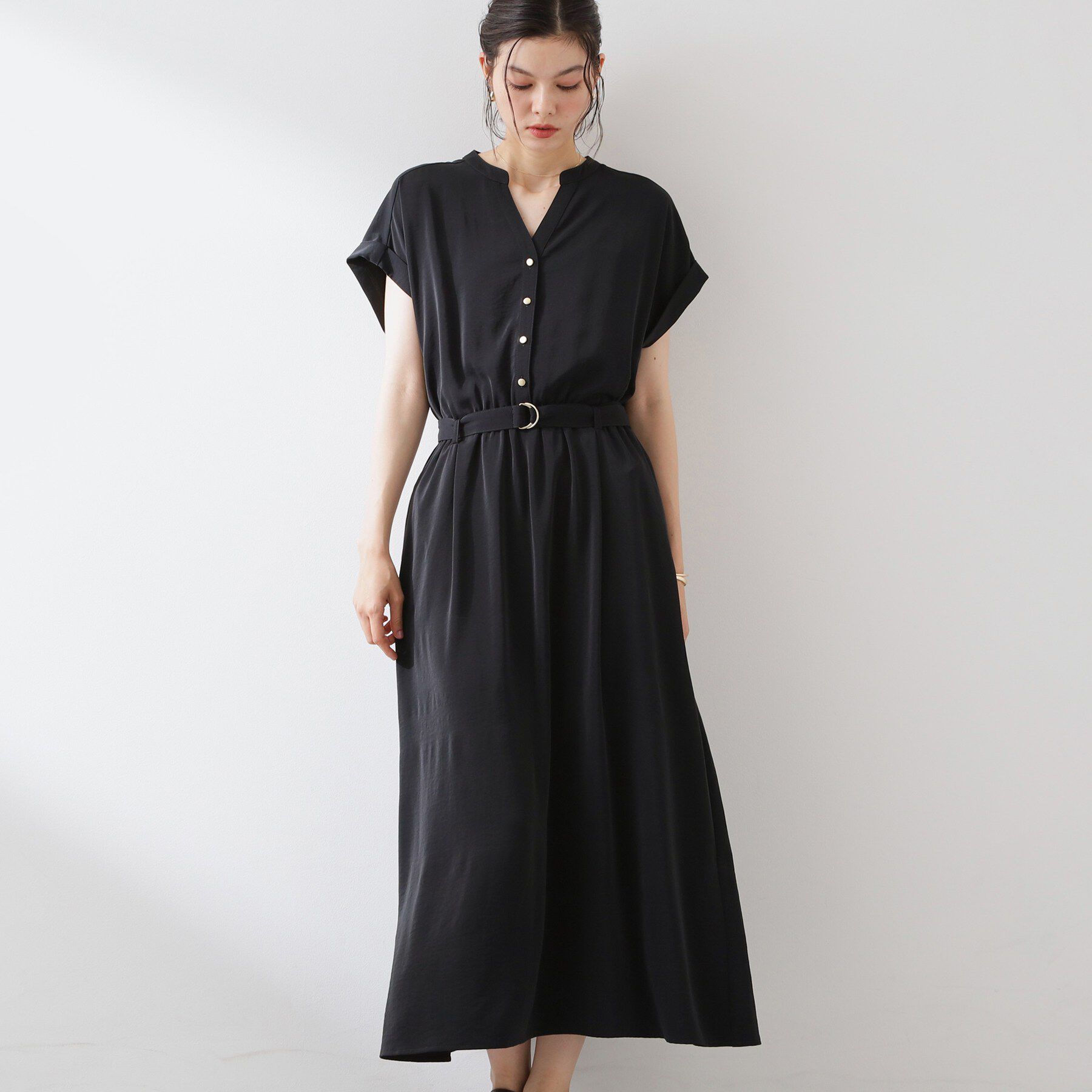 THE SHOP TK「【M-XL/防しわ/UV】やみつきになる とろみスキッパーワンピース」|ワンピース|