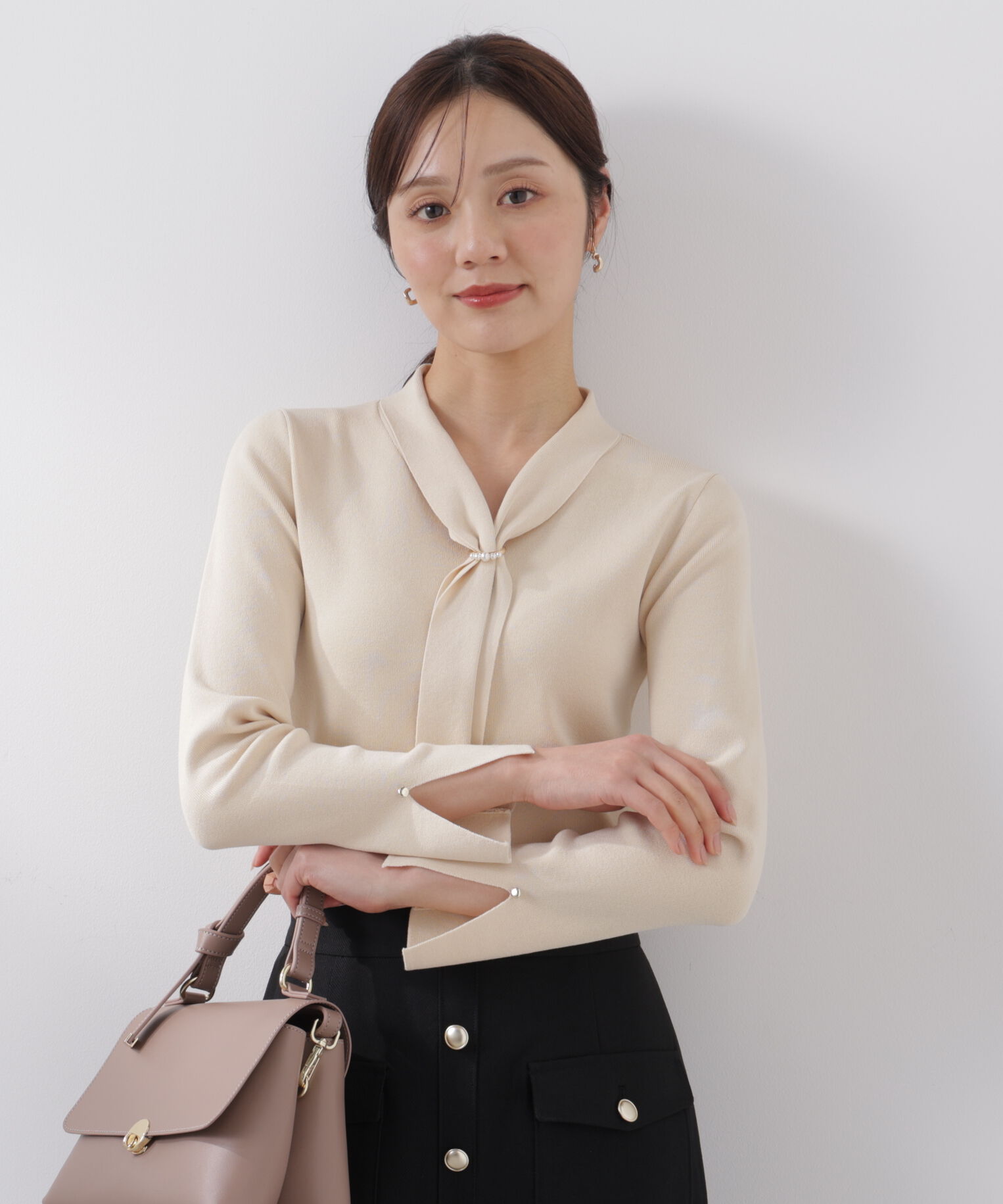 PROPORTION BODY DRESSING「パールリングボウタイニット　　26SS」|ニット・セーター|