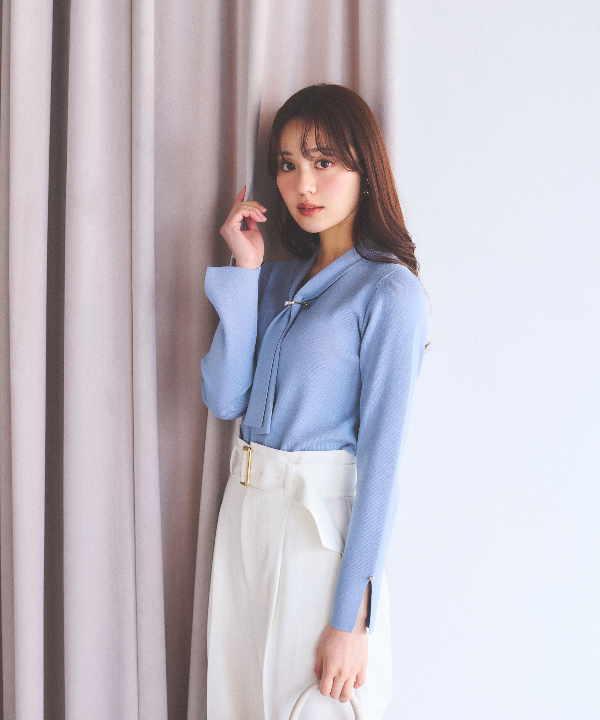 PROPORTION BODY DRESSING「パールリングボウタイニット　　26SS」|ニット・セーター|