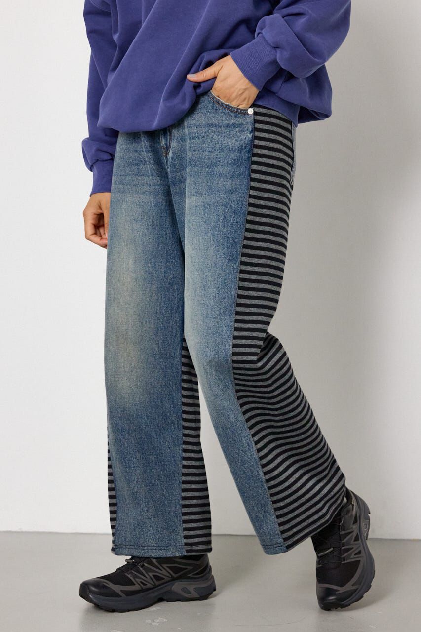RODEO CROWNS「DENIM COMBO PANTS」|デニム|柄BLU5