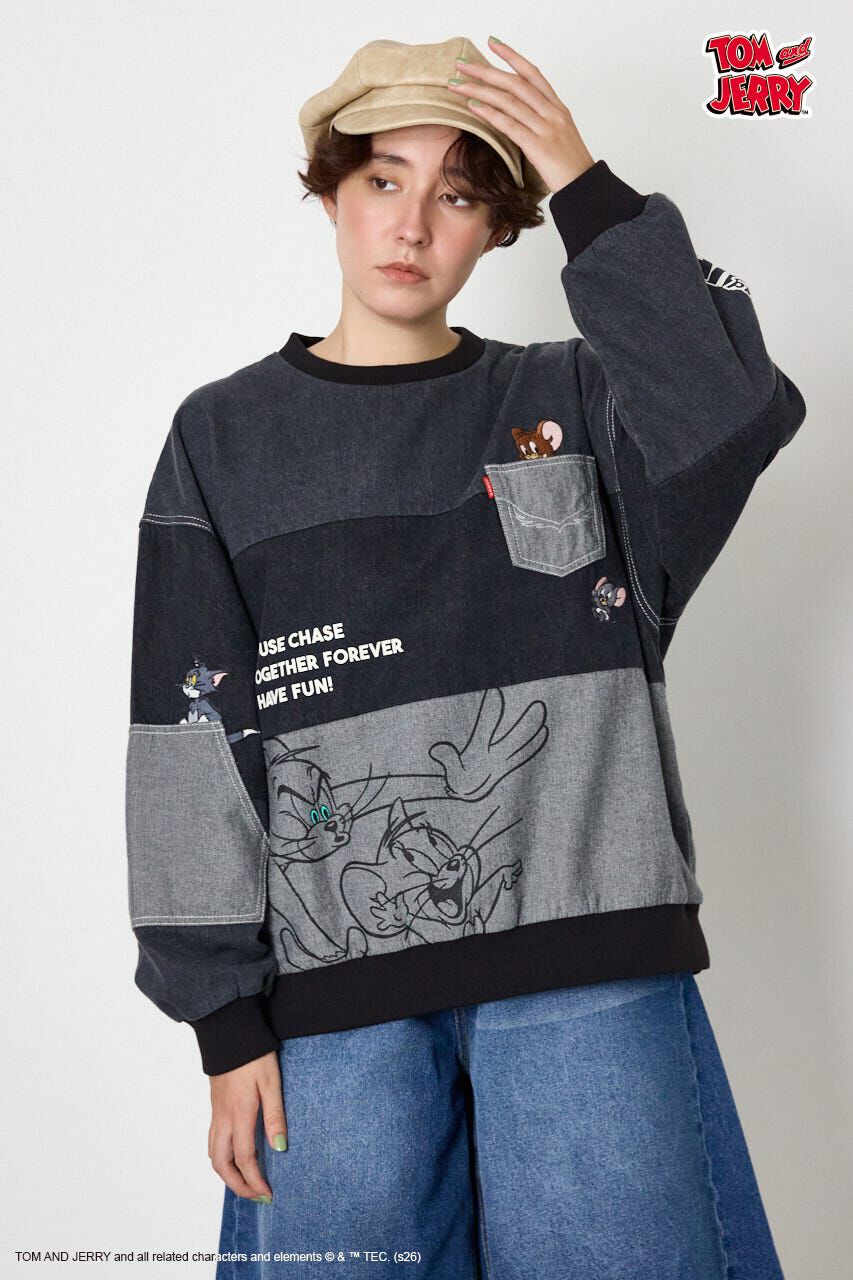 RODEO CROWNS「(TOM and JERRY)カスタムデニムトップス」|Tシャツ・カットソー|BLK