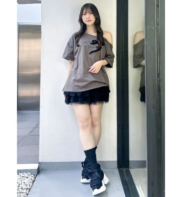 dazzlin「ワンショルフリルリボンビッグTシャツ」|Tシャツ・カットソー|