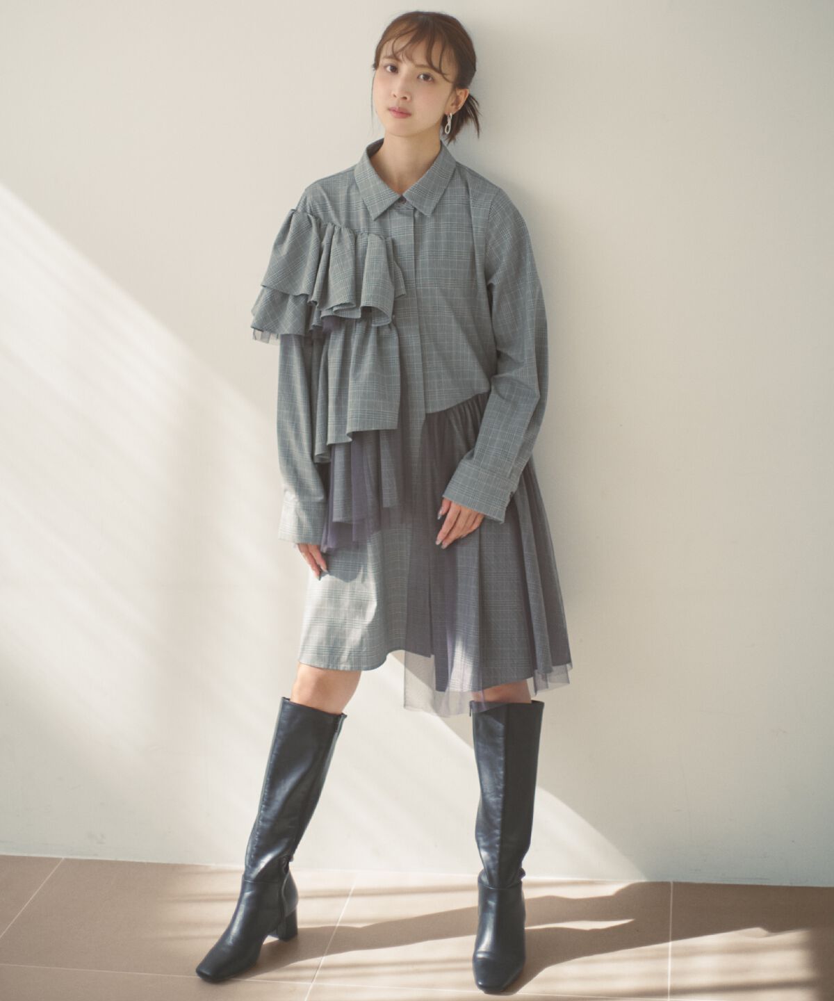 アンドクチュール「アシメラッフルミニワンピース」|ワンピース|