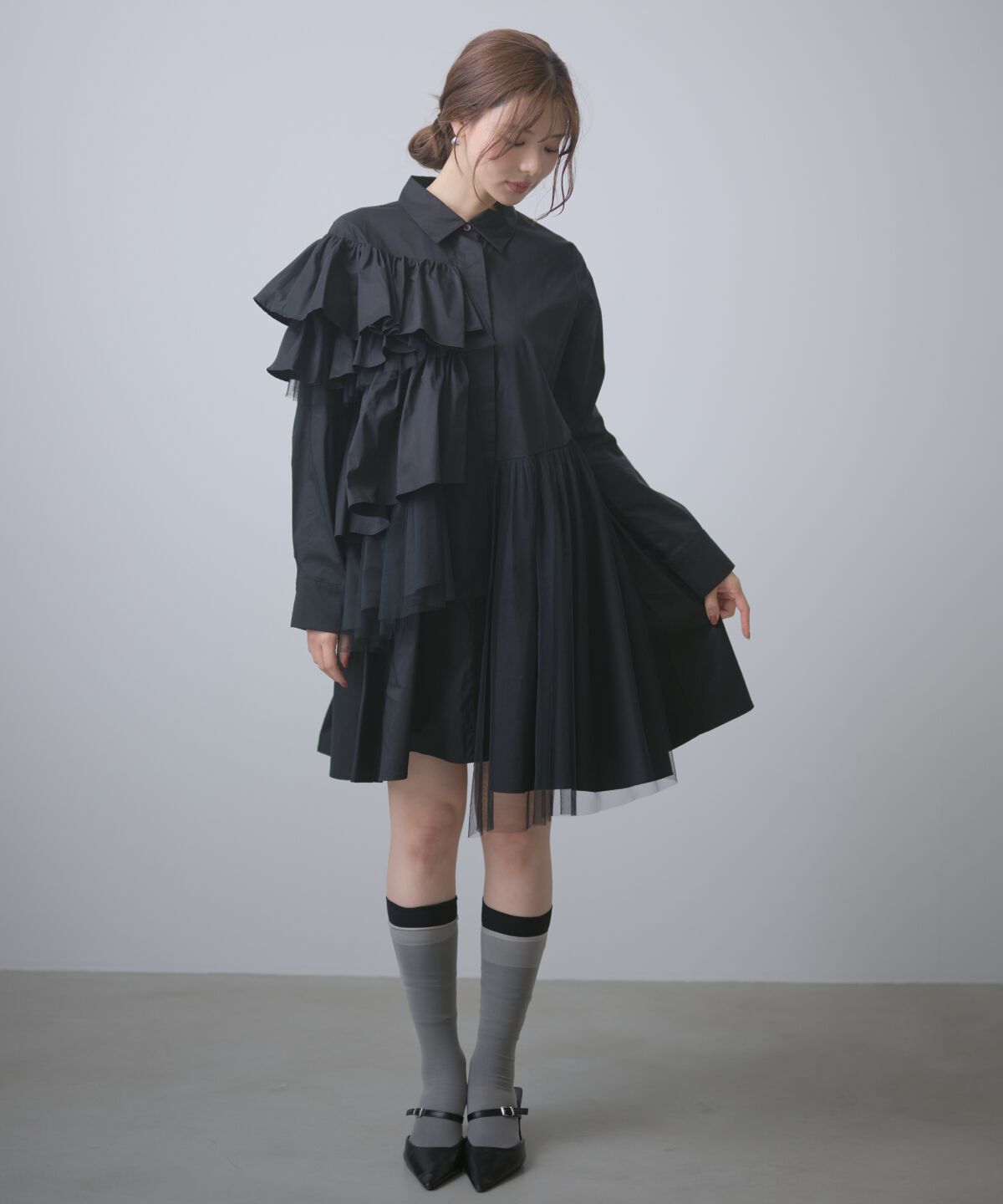 アンドクチュール「アシメラッフルミニワンピース」|ワンピース|